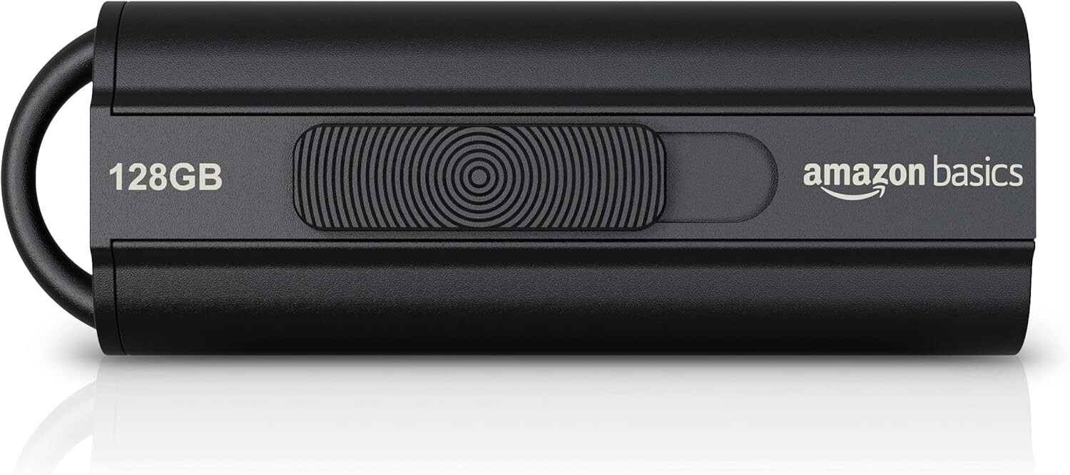 Amazon Basics 128GB USB 3.1 Flash Drive - New Black High-Speed Data Storage