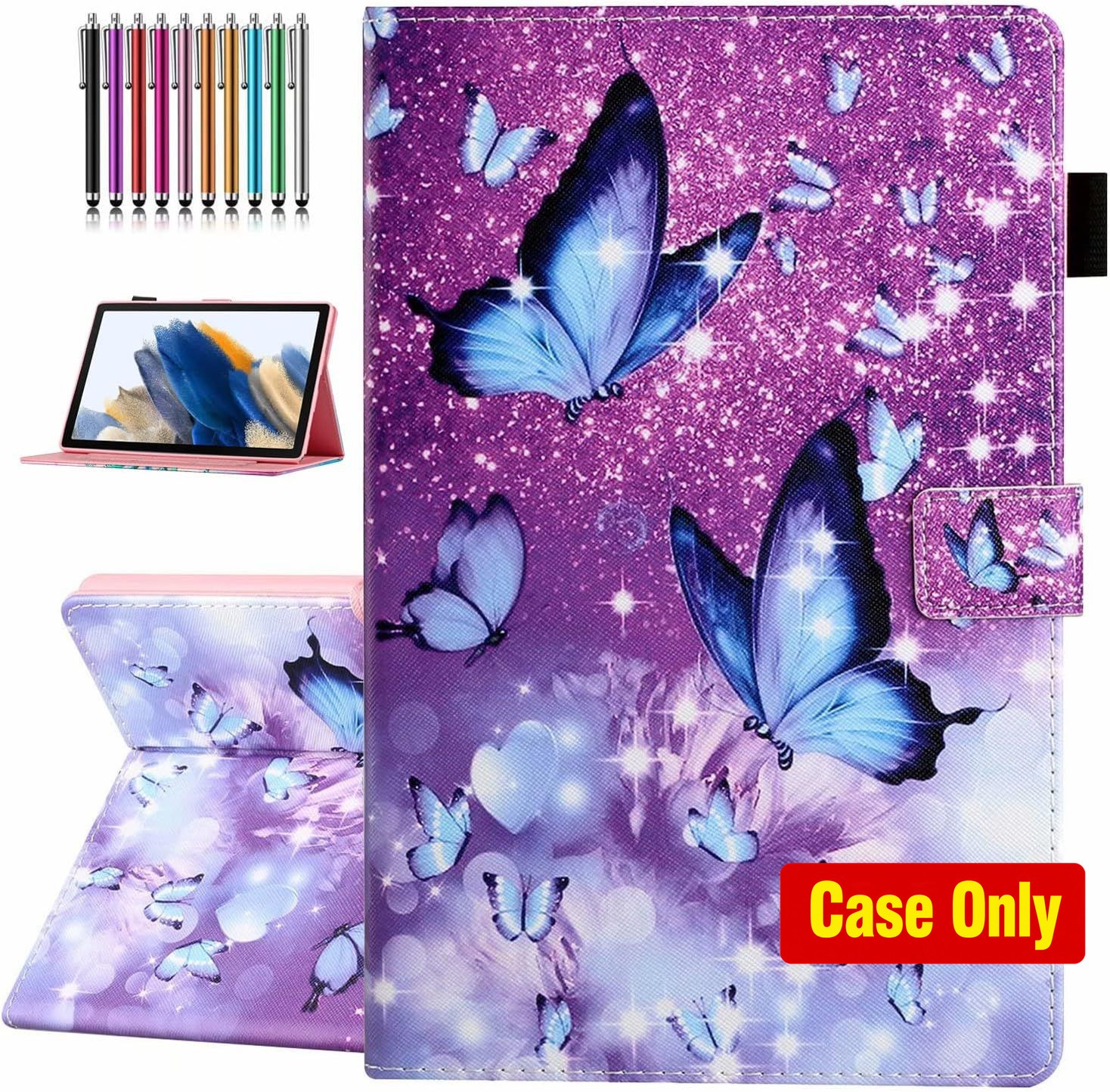 Tablet Case for Galaxy Tab A8 10.5" 2022, Lightweight, Purple Butterfly Design
