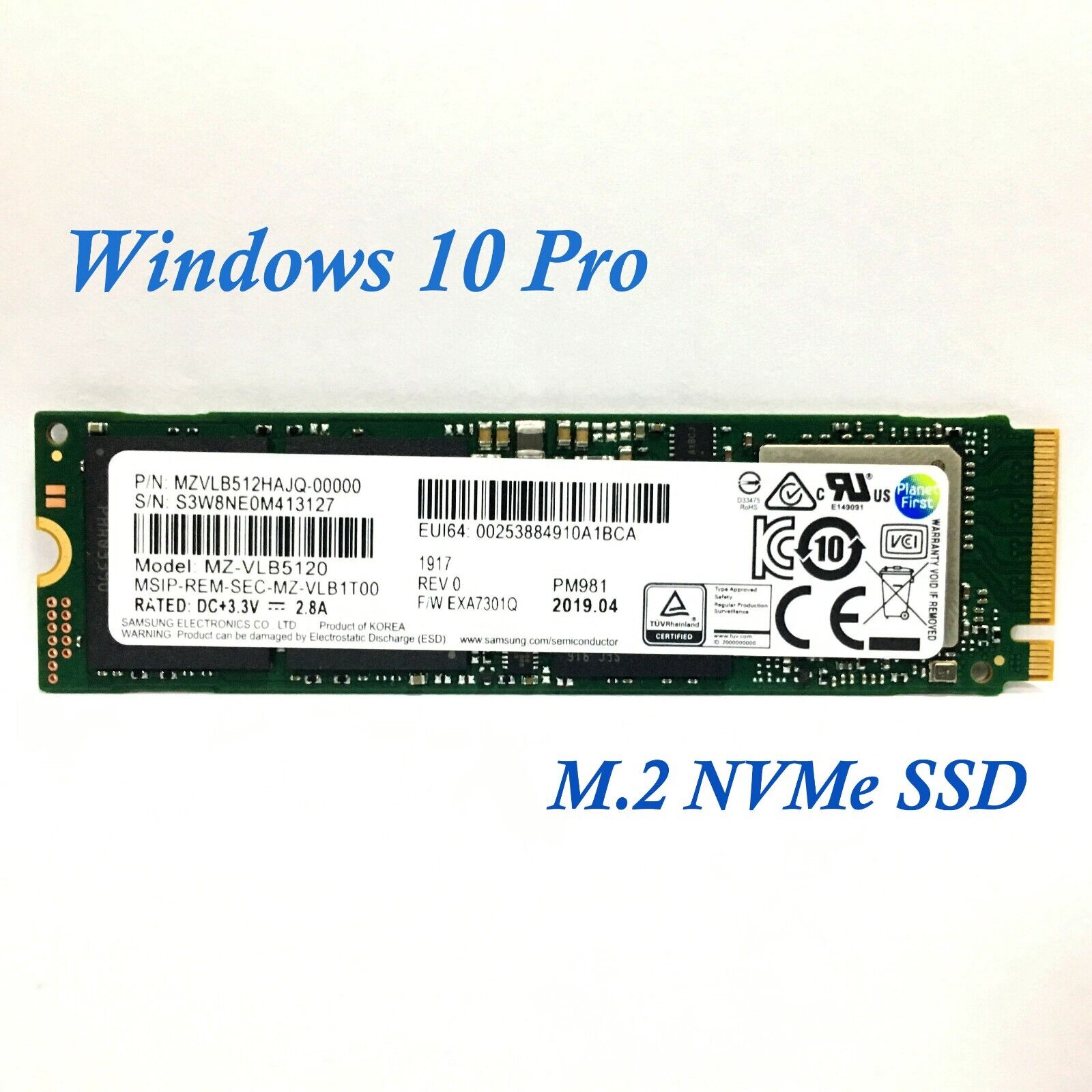 Lenovo Samsung 512GB NVMe M.2 SSD Solid State with Windows 10 Pro Installed