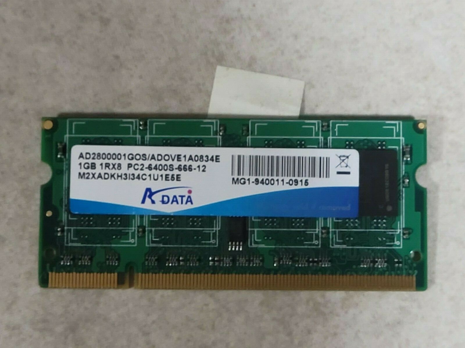 GENUINE ADATA LAPTOP MEMORY RAM STICK 1GB 1RX8 AD2800001GOS/ADOVE1A0834E