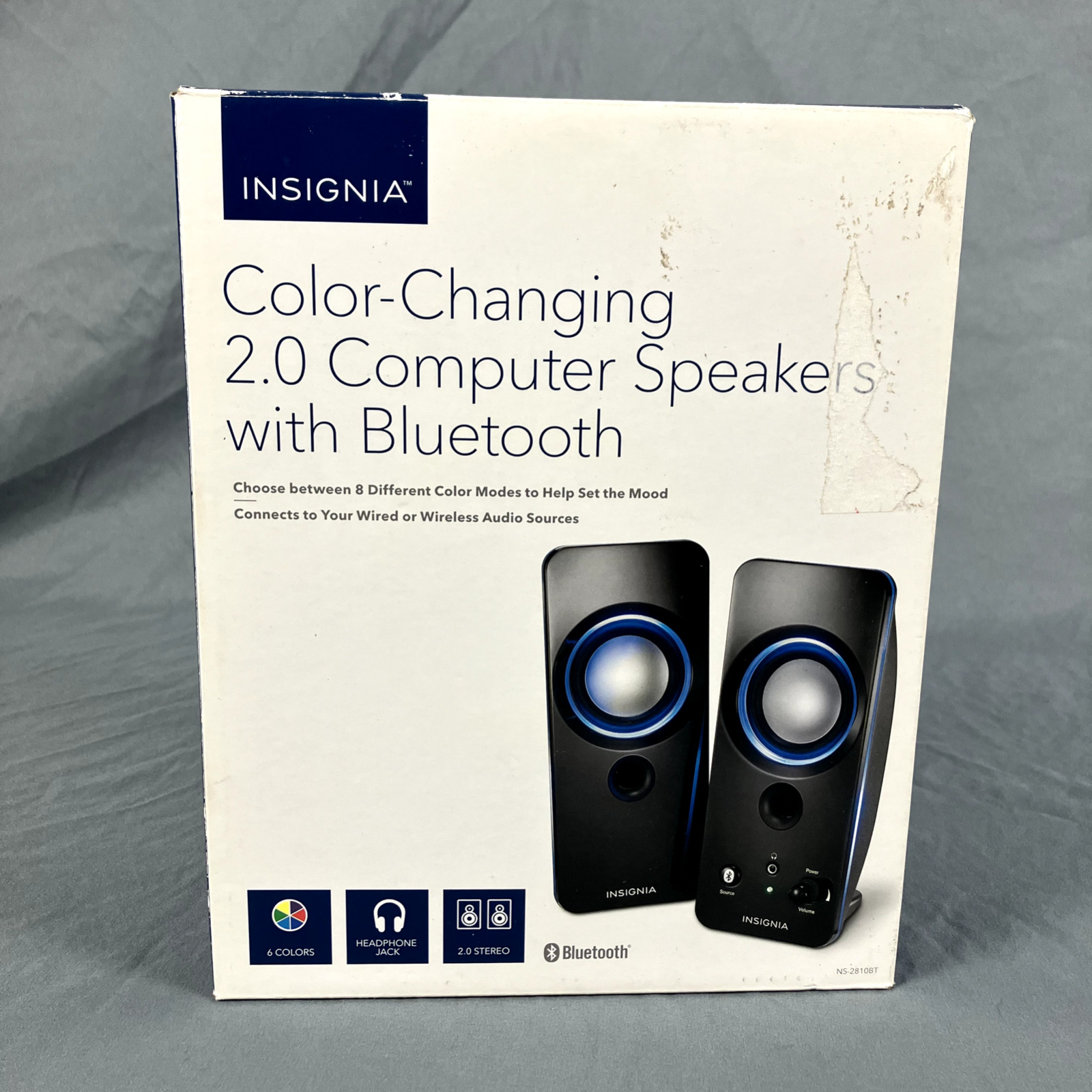 INSIGNIA Color Changing 2.0 Computer Speakers Bluetooth NS-2810BT Dorms Tested