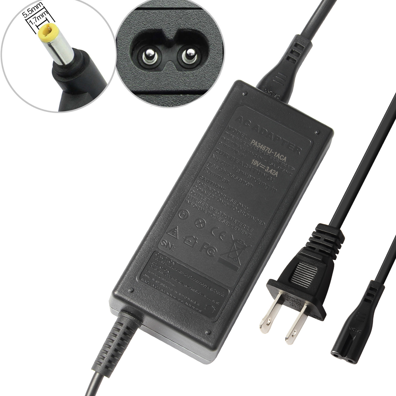 AC Adapter for Acer Aspire 5334-2581 AS5532-5509 5315-2698 Laptop Charger + Cord