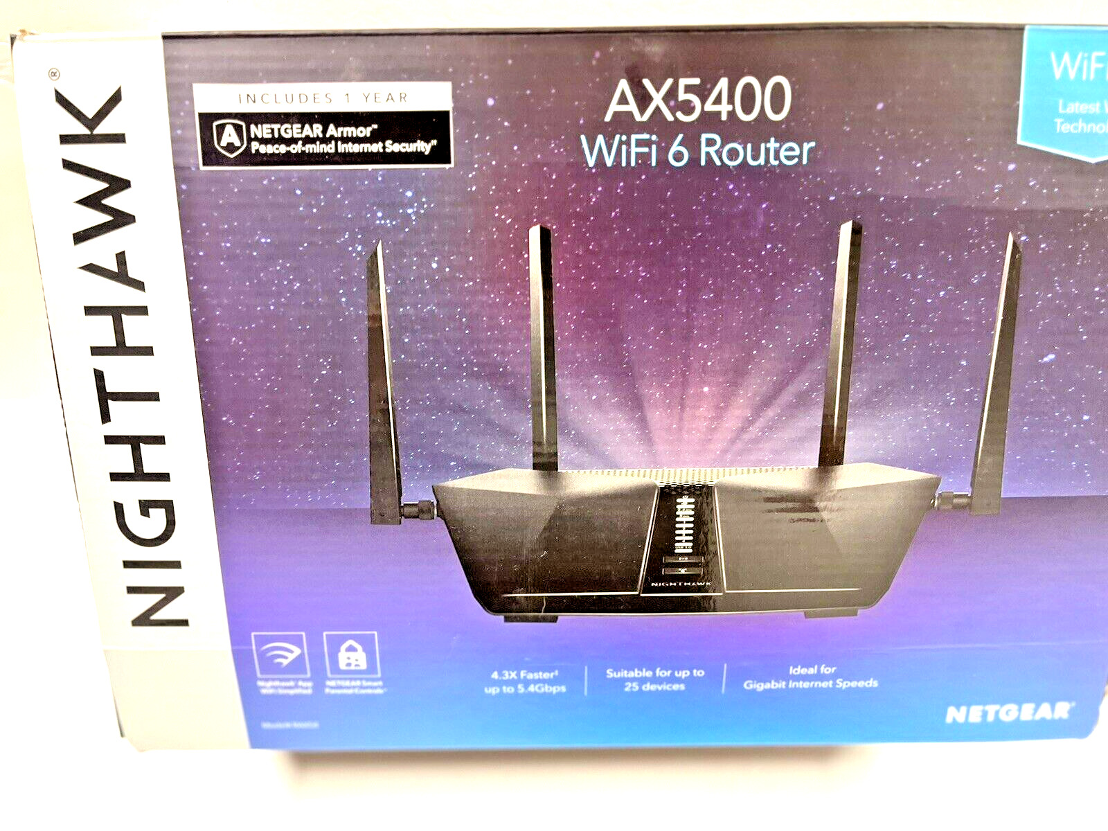 NETGEAR Nighthawk AX6 AX5400 6-Stream WIFI 6 Router RAX54S-100NAS New Open Box
