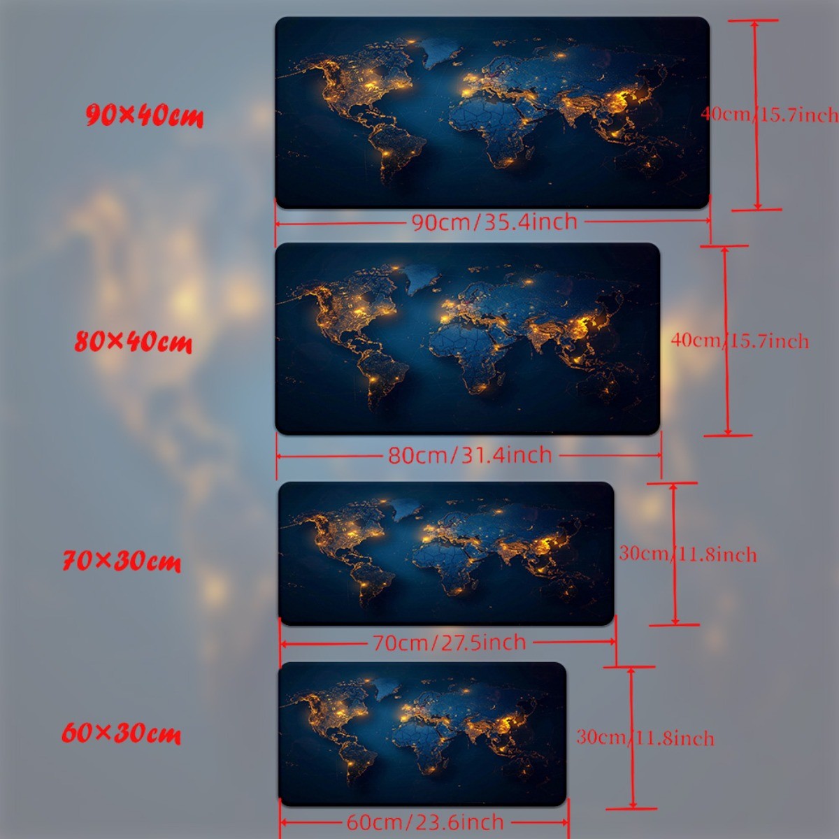 1pc World Map Light Pad, for Desktop, Games, Office Decoration, Non-slip Rubbe