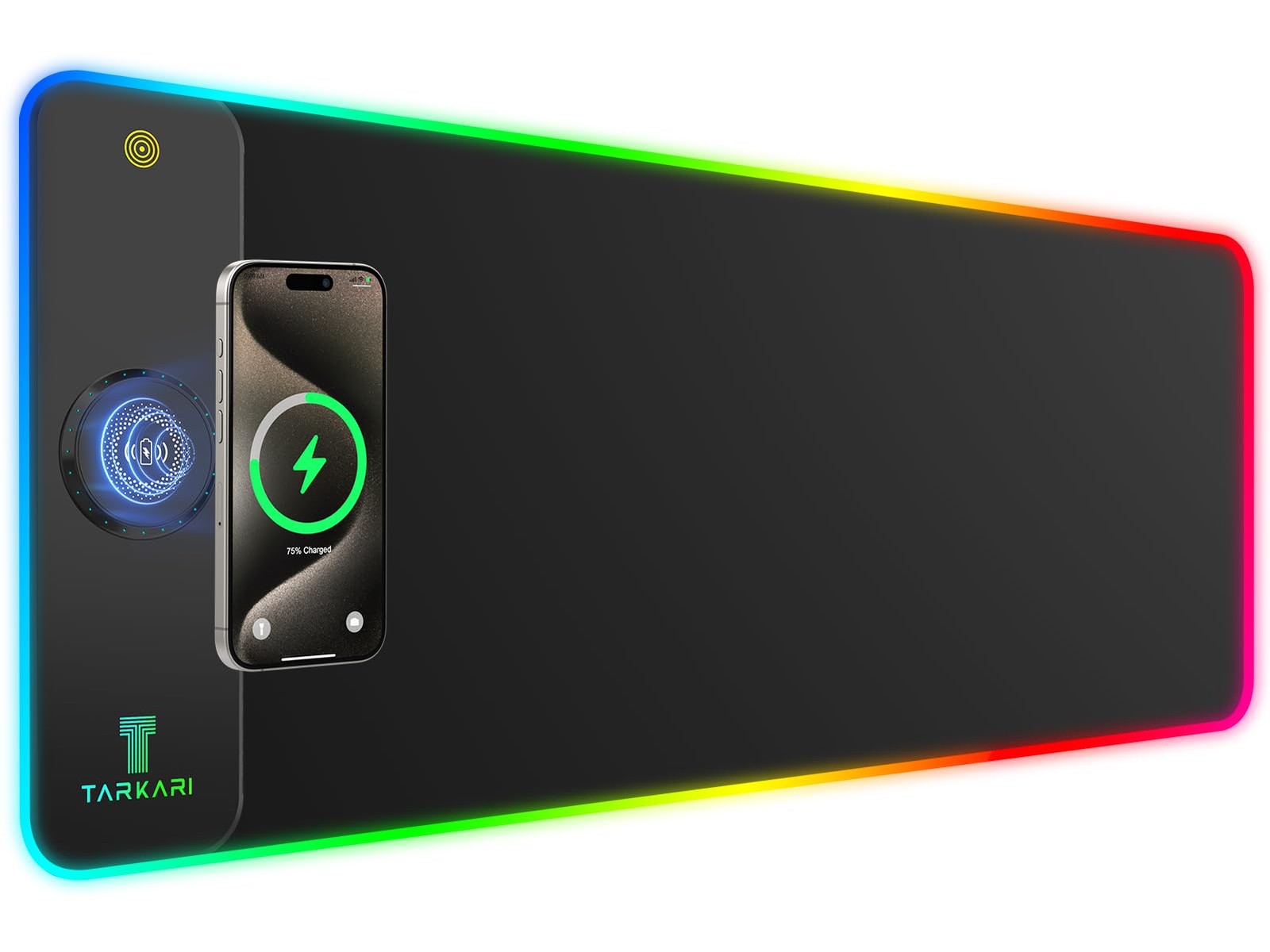 15W Magnetic Wireless Charging RGB Mouse Pad, 800x300mm Pure Black