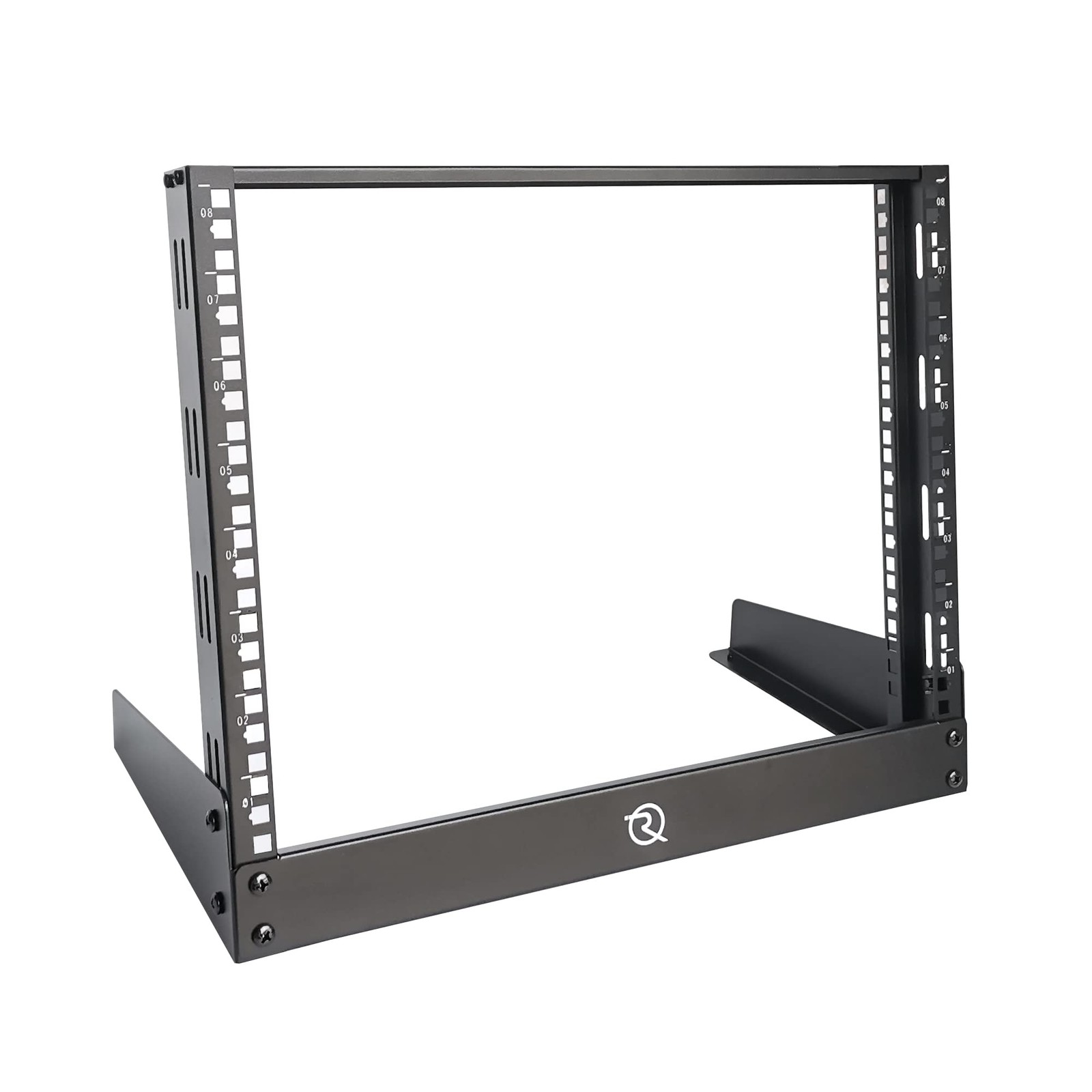 8U Desktop Rack for Network & Audio, 19 Inch 2 Post Open Frame Cabinet with R...