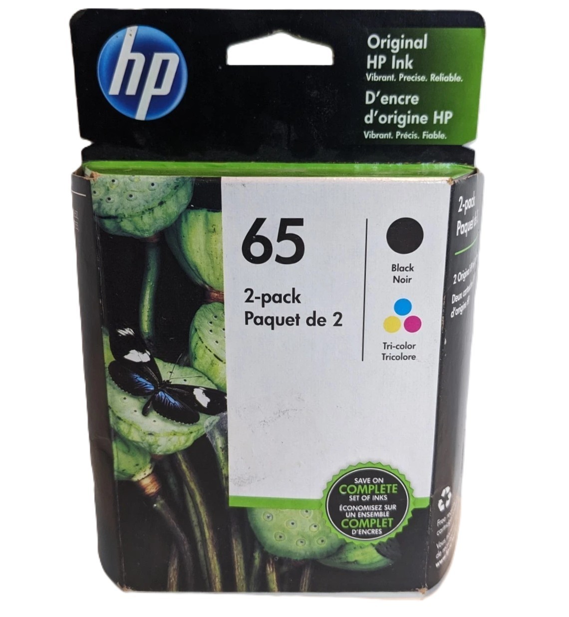 Genuine HP 65 Black & Tri Color Combo Ink Cartridges 2 Packs OEM New Exp 08/2021