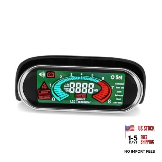 Digital Tachometer RPM Gauge 12V/24V for Gas & Diesel Engines, LCD White LED