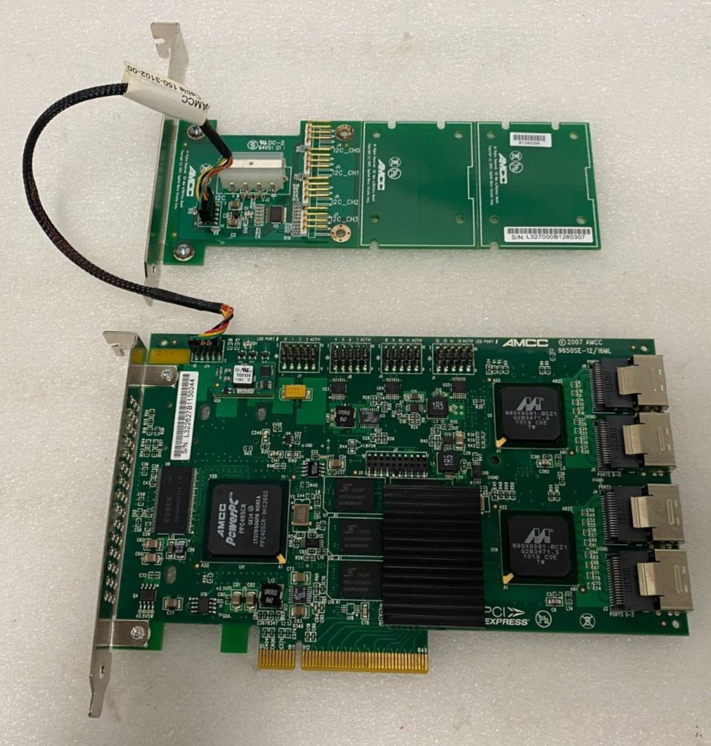 LSI AMCC 3Ware 9650SE-16ML 16Port SATA 256MB PCIe w/ Upstream Cable Controller