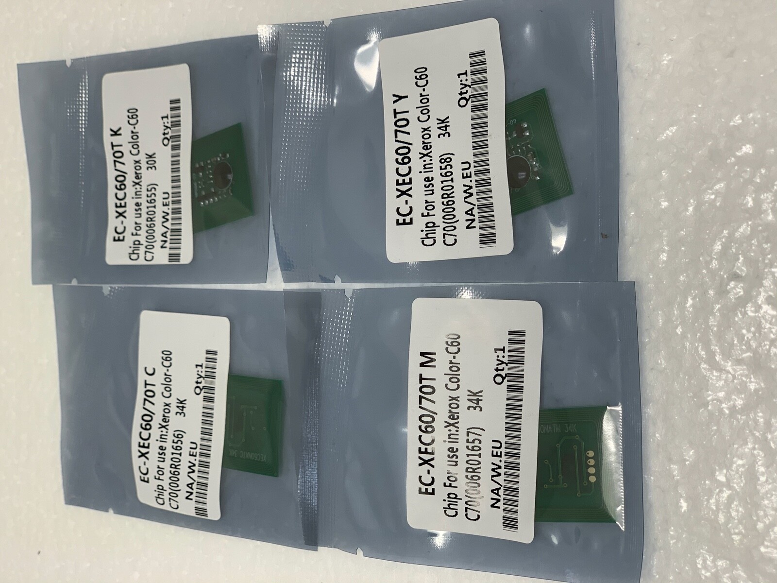 4 Replacement Toner Chip "SOLD" for Xerox 6R1655, 6R1656, 6R1657, 6R1658 C60 C70