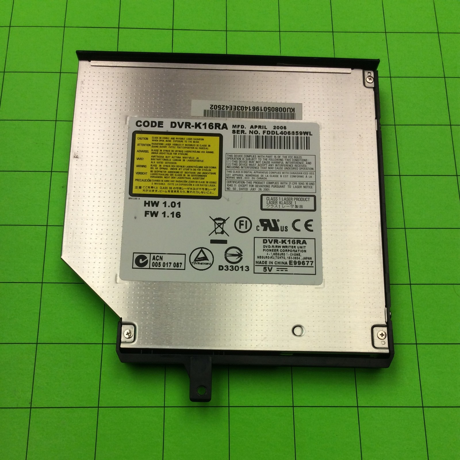 Acer Aspire 1640 Laptop Computer Optical Disc Drive DVR-K16RA