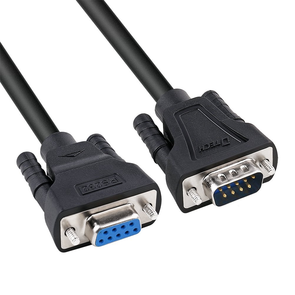DTECH 15ft DB9 RS232 Serial Cable Male to Female Extension Simple 15ft, Black