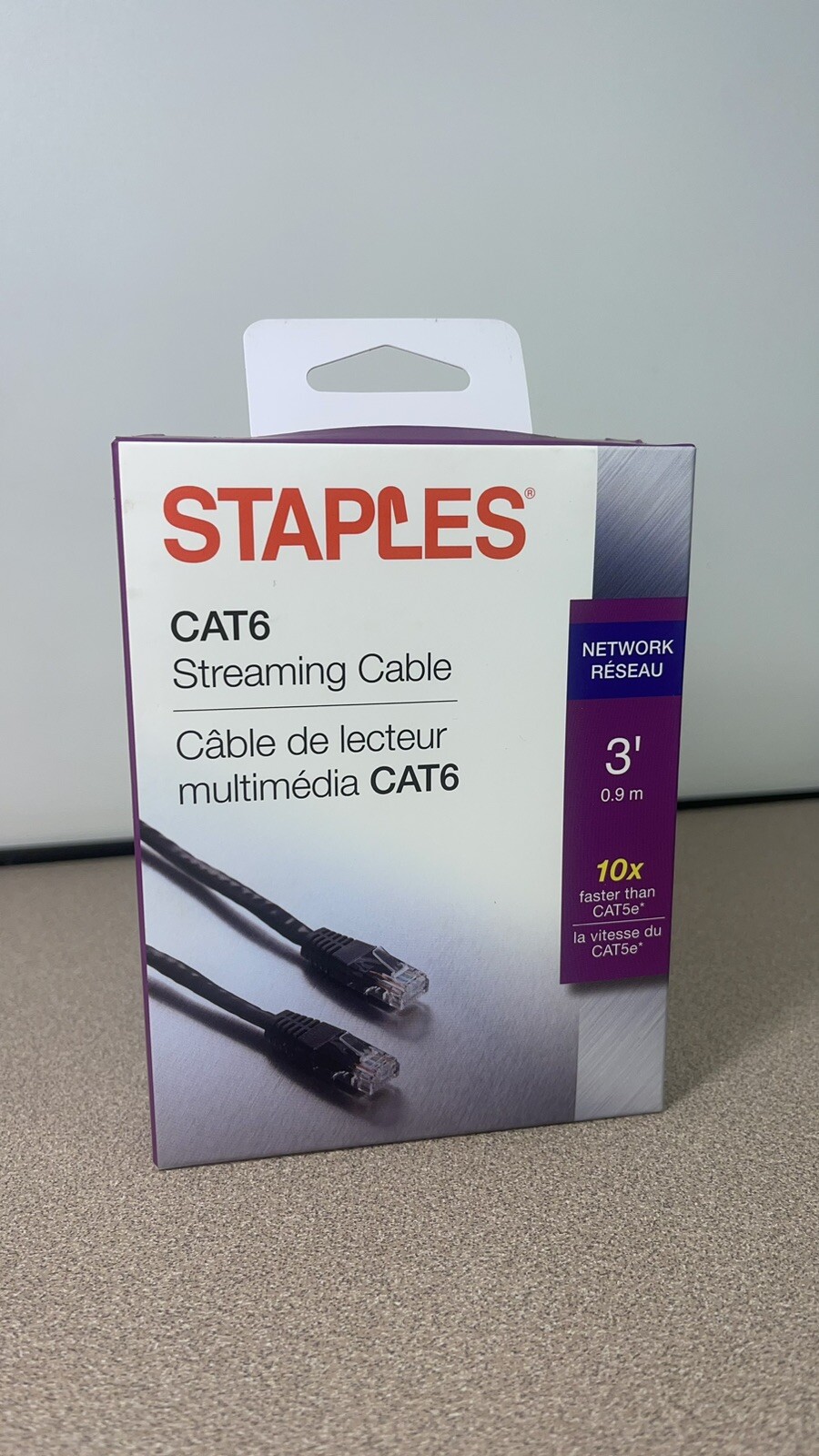 Staples Cat6 Network Streaming Cable 3’ Cat 6 New