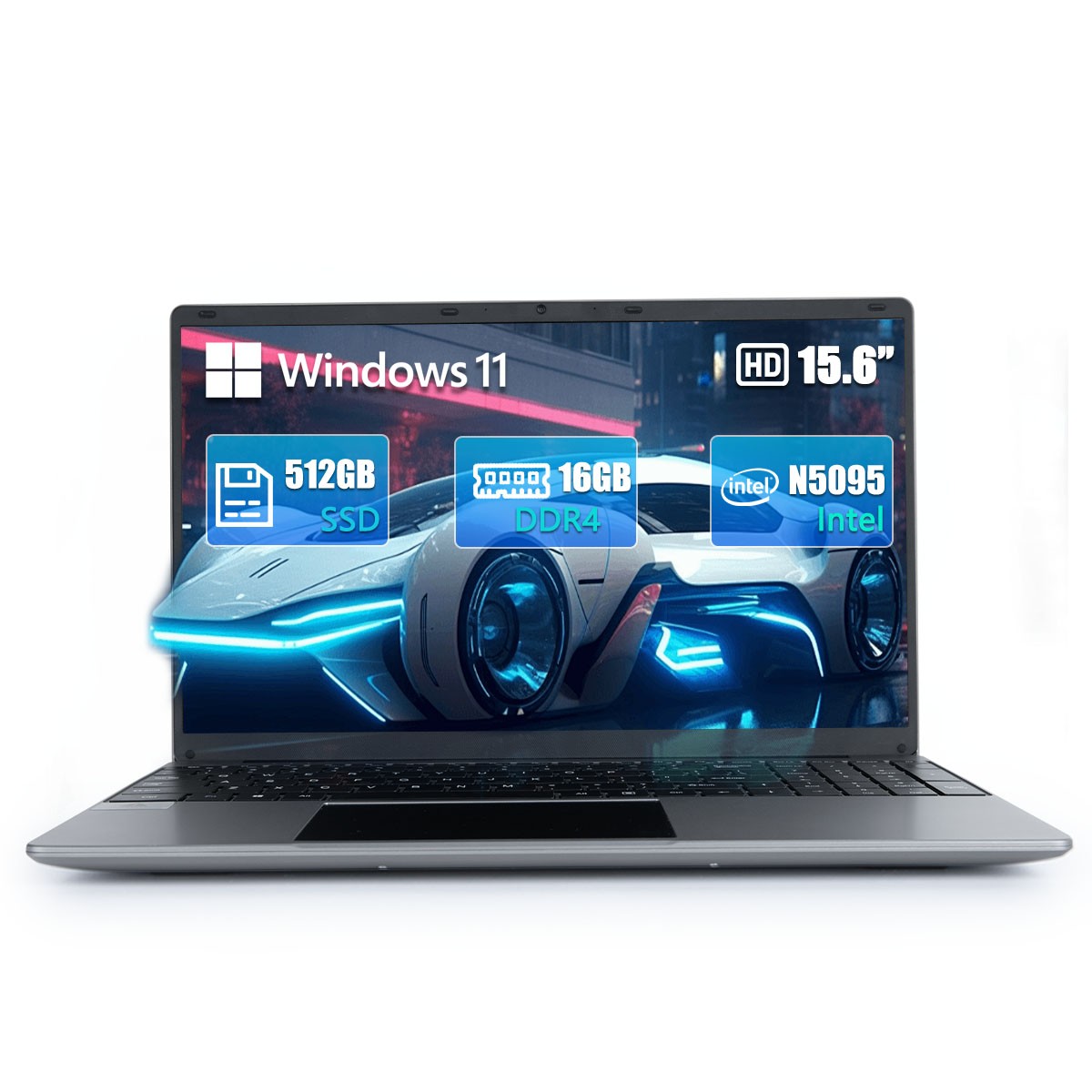  15.6" Full HD Windows 11 Laptop - Intel N5095 Processors  - 16GB Memory - 512GB