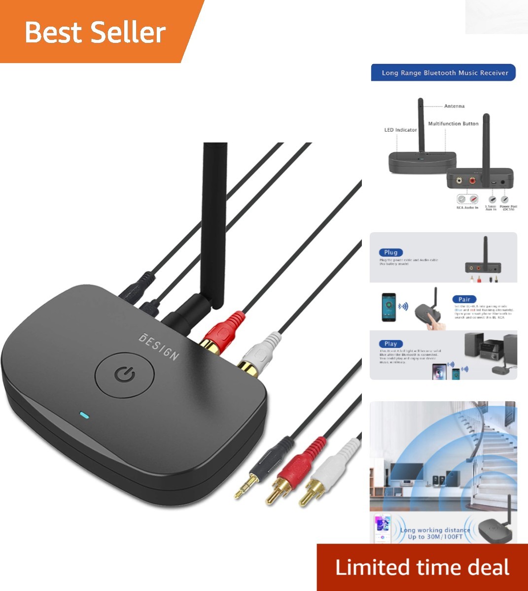 Wireless Bluetooth 5.0 Audio Adapter - Transform Your Home Stereo Experience