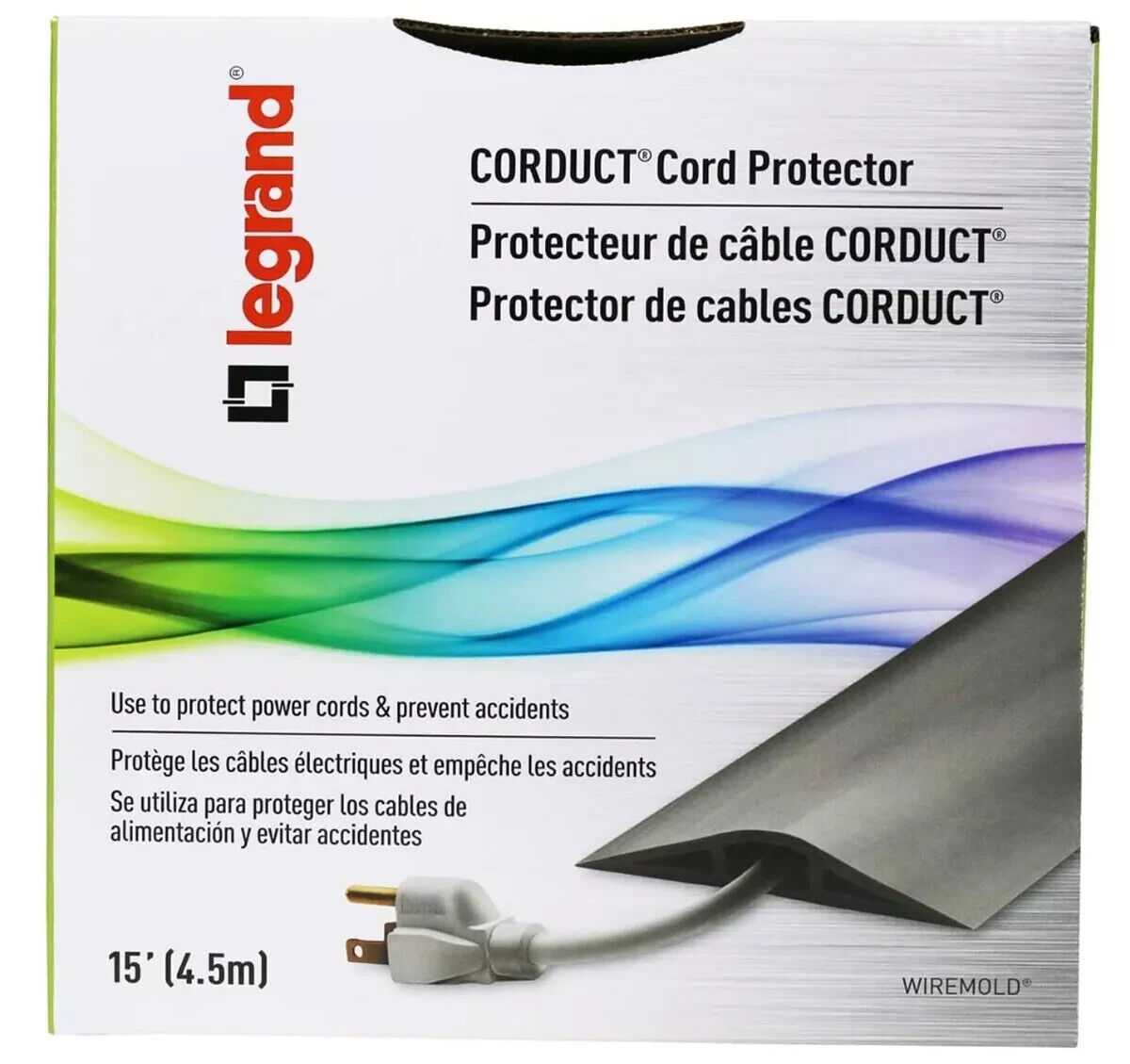 NEW Legrand Wiremold CDBK-15 Corduct 15 ft. Over-Floor Cord Protector gray