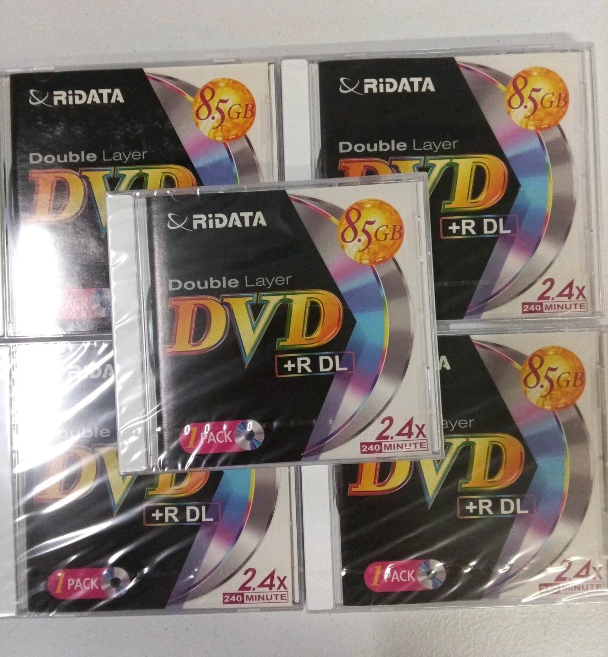 Ridata Double Layer Dvd + R DL 5 Pack 2.4x 240 Minute 8.5 Gb Sealed in BOX