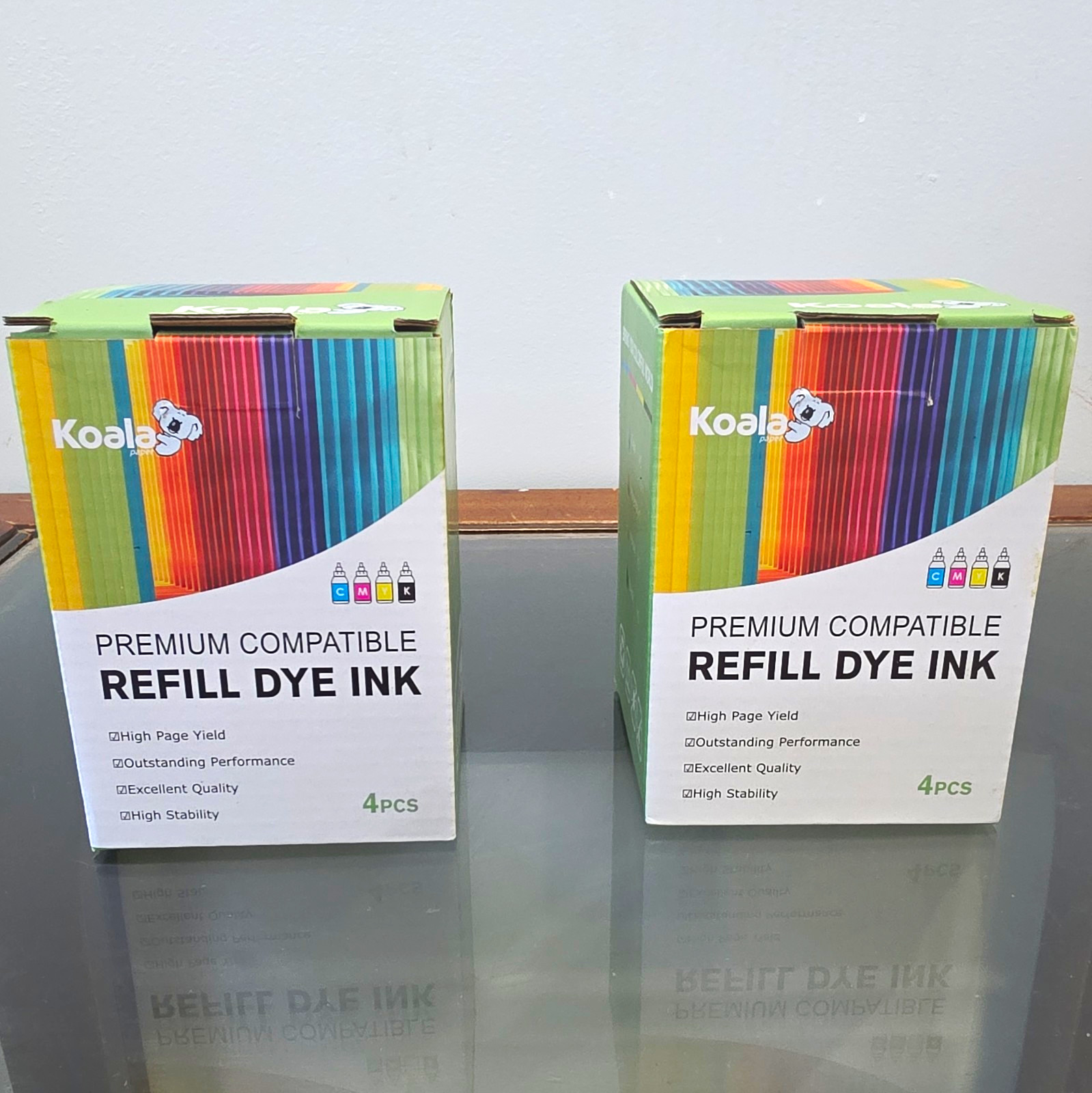 Koala Refill Dye Ink CMYK Set (4pcs) Compatible for Inkjet Printers