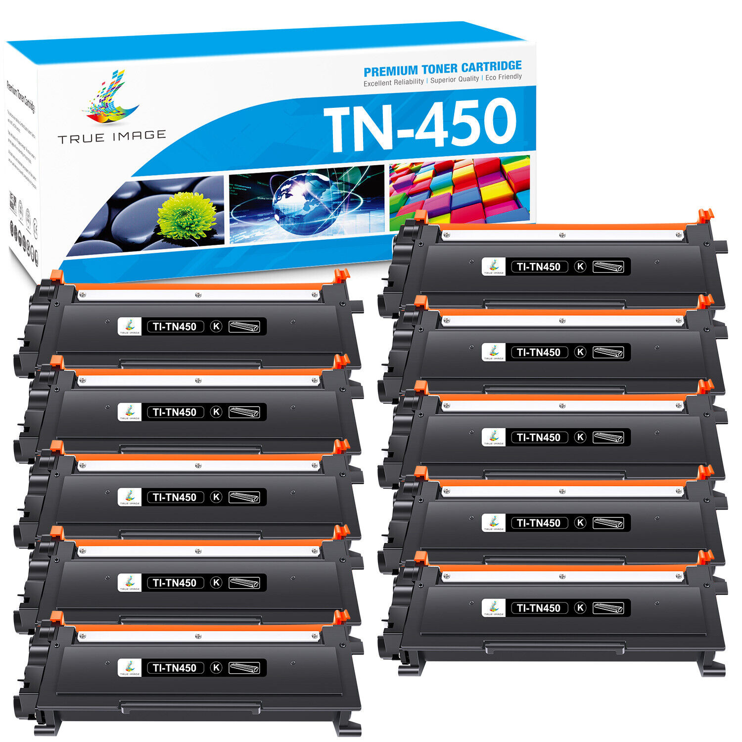 10PK TN450 Toner Cartridge TN-450 for Brother MFC-7360N 7860DW HL-2280DW 2270DW
