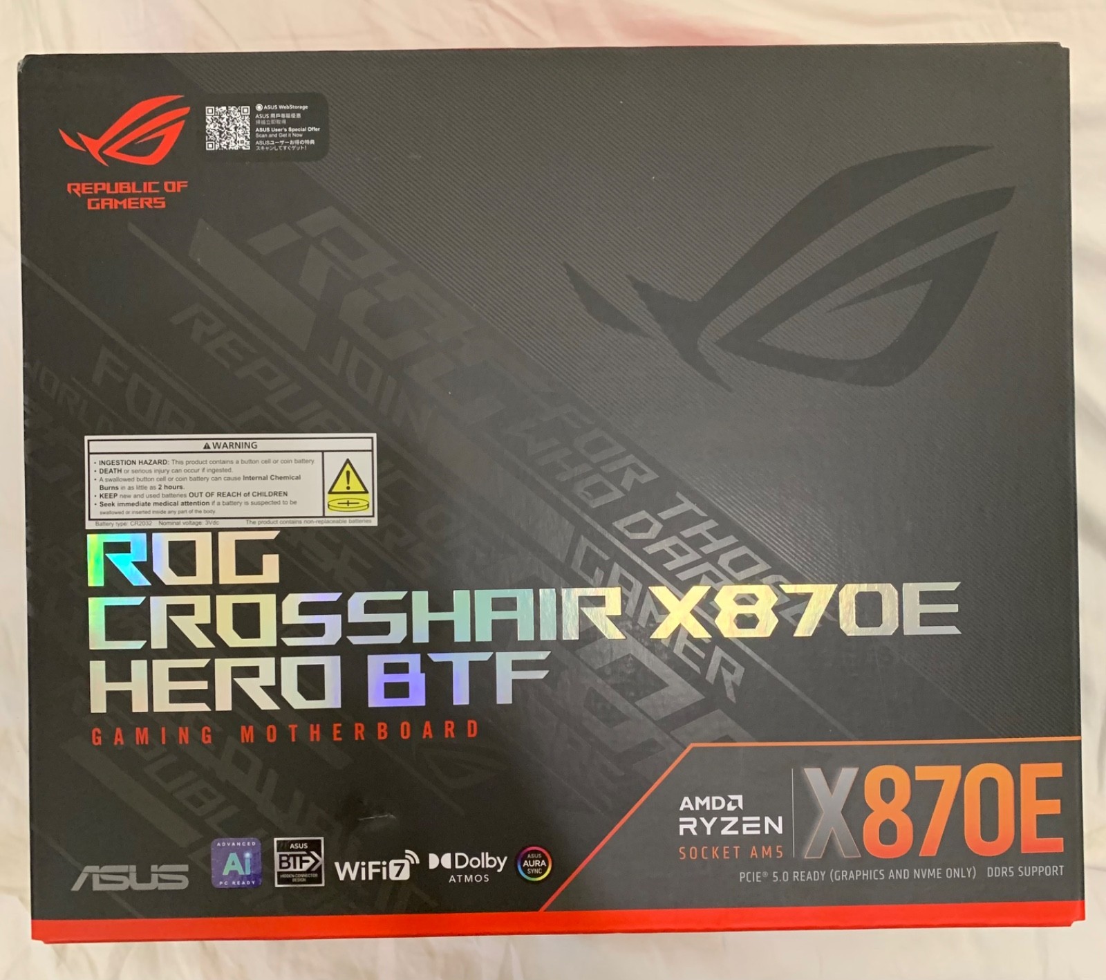 Asus ROG Crosshair X870E Hero BTF Gaming Motherboard