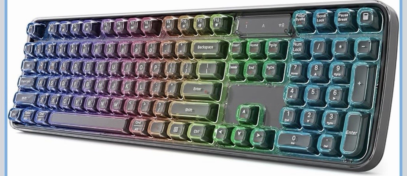MOFII RGB Wireless Ergonomic Keyboard BT 2.4GHz Tri-Mode Full Size Black Open