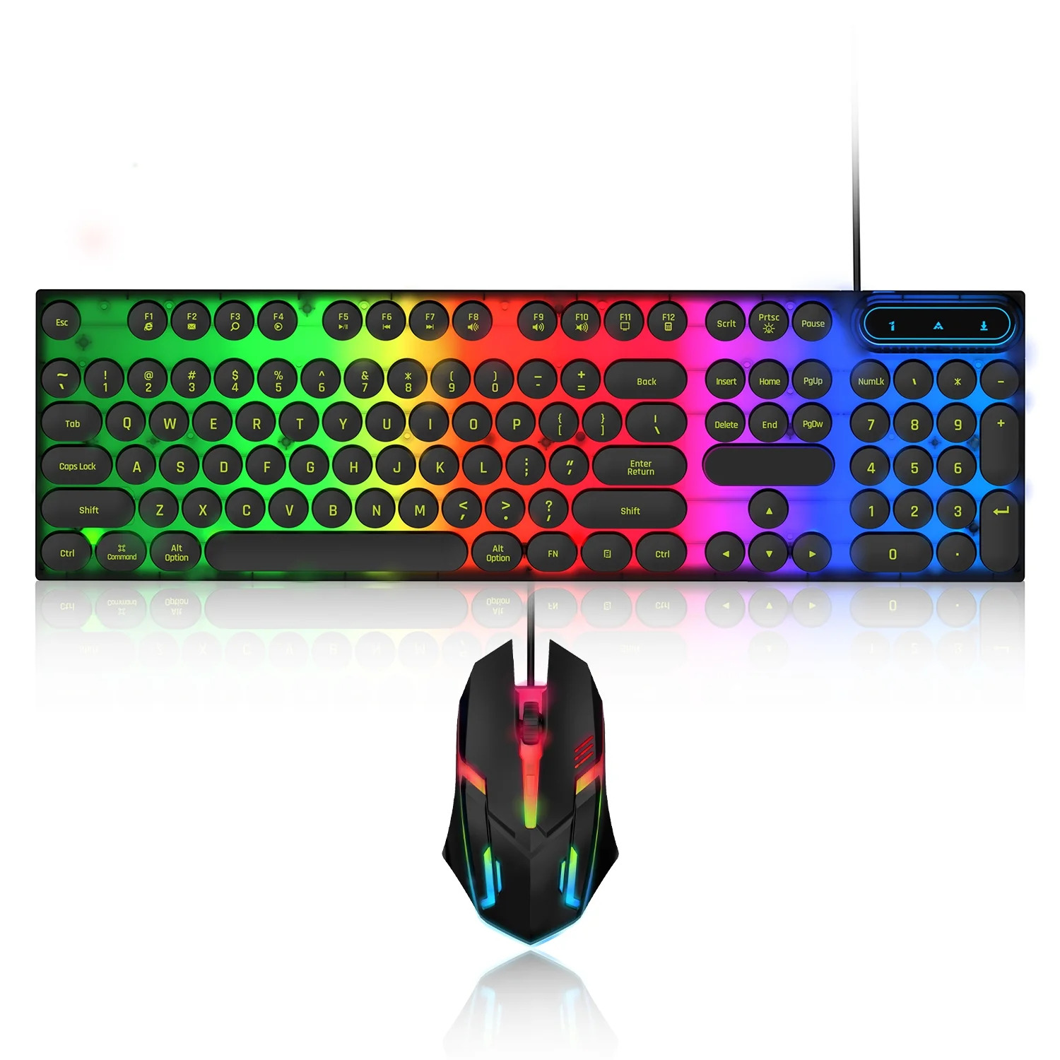 Gaming Wired Mice Black RGB Backlight 104 Keys  Keyboard with Mouse