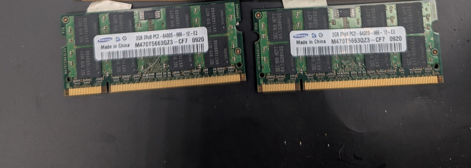 Samsung 4GB DDR2 Laptop RAM Lot 2x2GB PC2-6400S SODIMM Untested