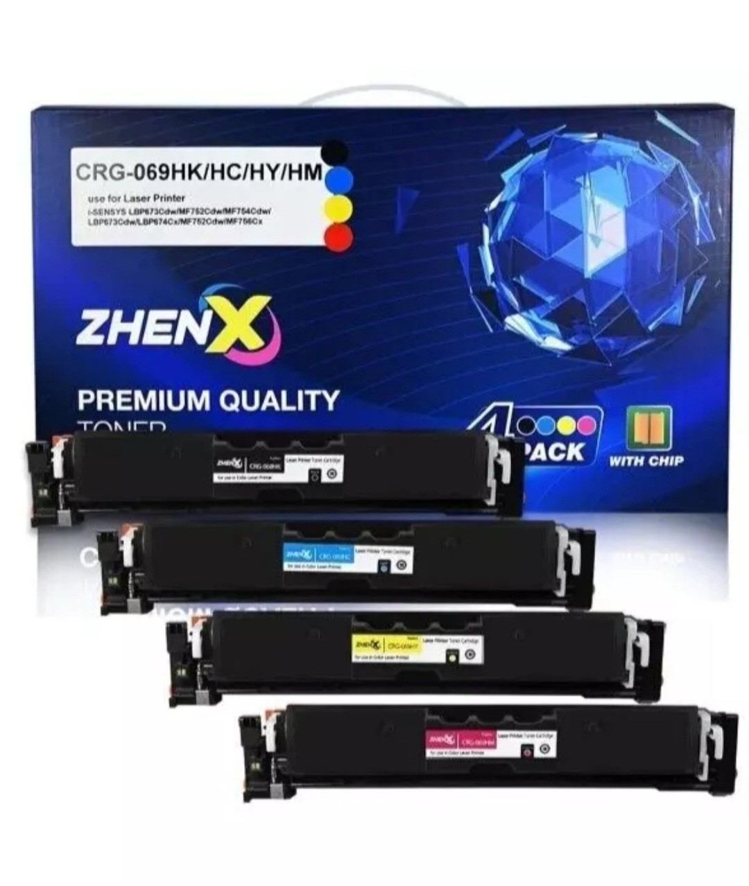 4 Pack CRG-069H Toner Cartridge (With Chip) Blk, Mag, Cyan, & Yellow NEW SEALED