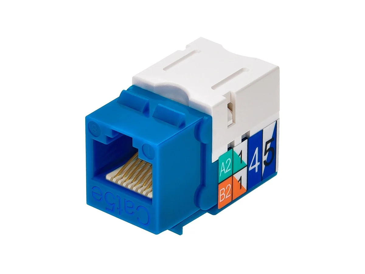 Monoprice Cat5E Punch Down Keystone Jack - Blue | 90 Degree Wire Connection
