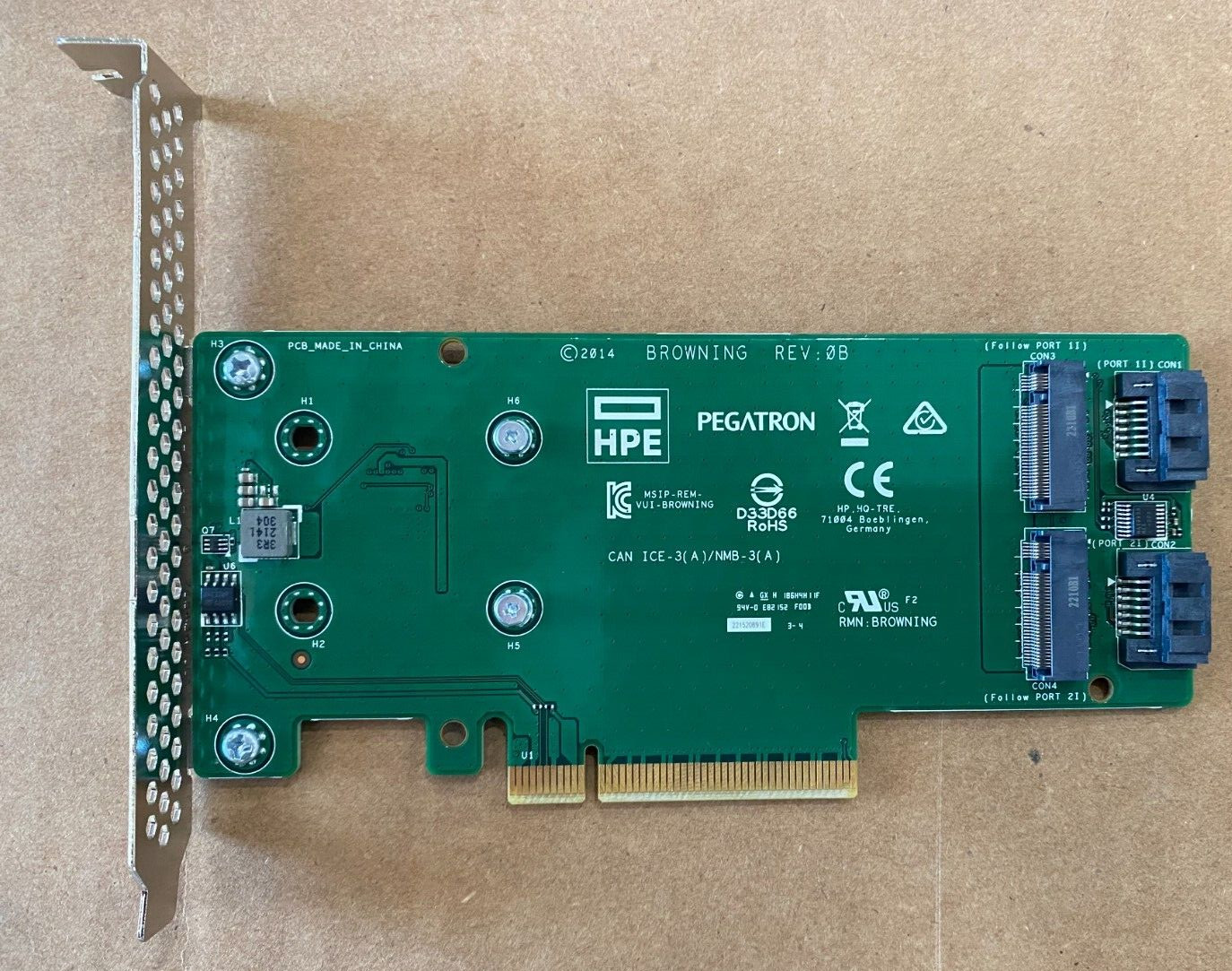 NEW HPE 759505-001 SATA M.2 Dual Drive PCIe Riser Card 6Gbps 759238-001