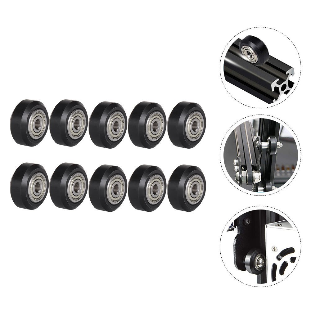 10Pcs Reusable Plastic V Groove Pulley Wheels with Ball Bearings for 3D Printer