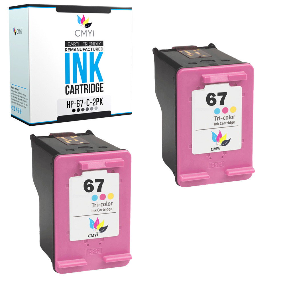 2-Pack Compatible HP 67 Color Ink Cartridges for ENVY 6010e 6065e 6066e Pro 6420