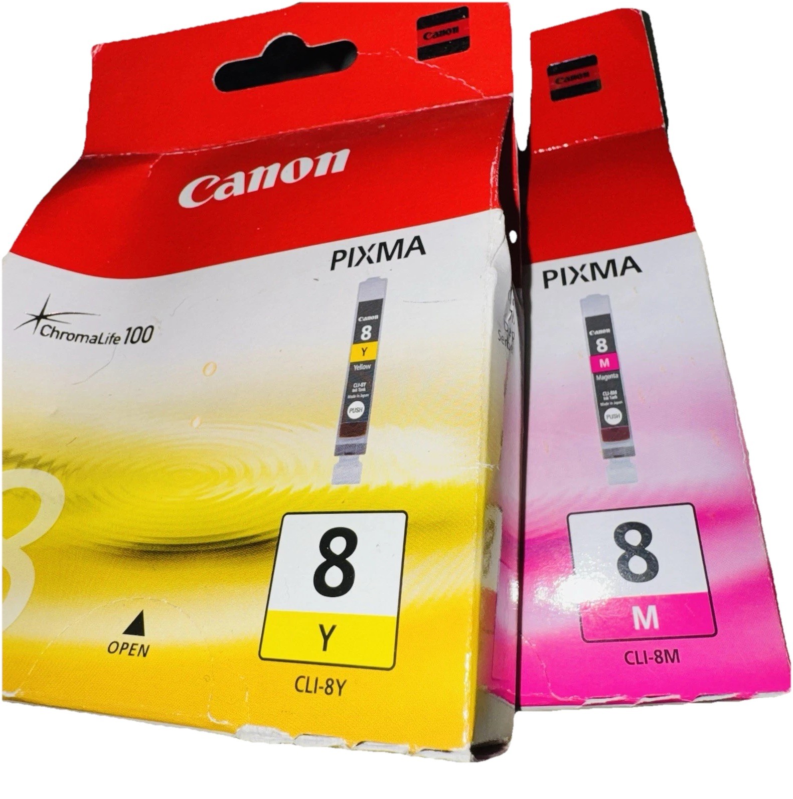 Canon Pixma CLI-8M + CLI-8Y Ink Cartridges Brand New Genuine