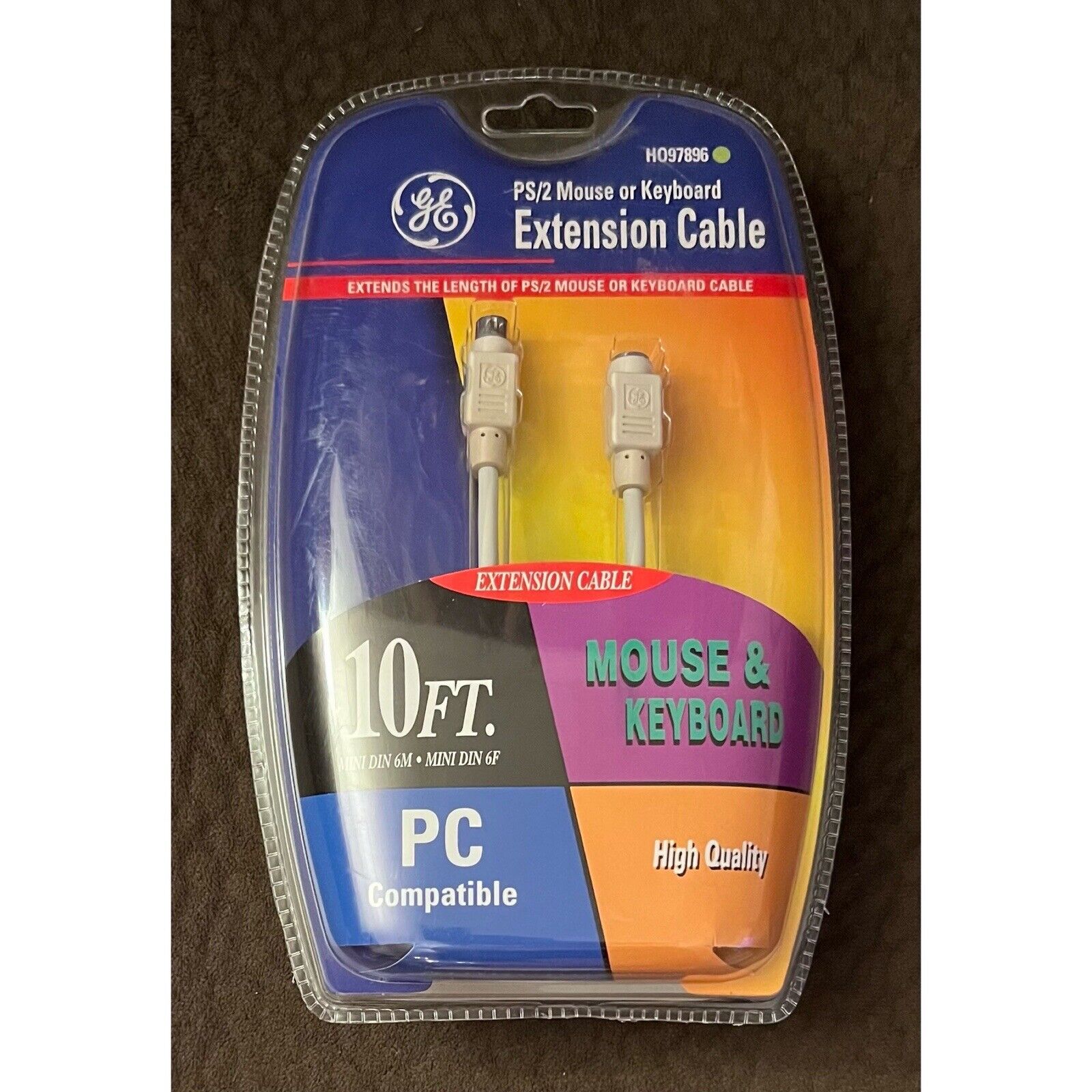 NEW GE 10 Feet PS/2 Mouse & Keyboard Extension Cable HO97896 PC Compatible