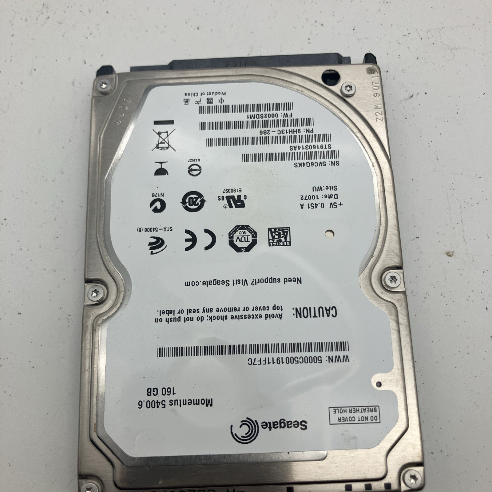 Seagate Momentus 5400.5 160 GB  SATA Disk Drive 2.5" ST9160314AS