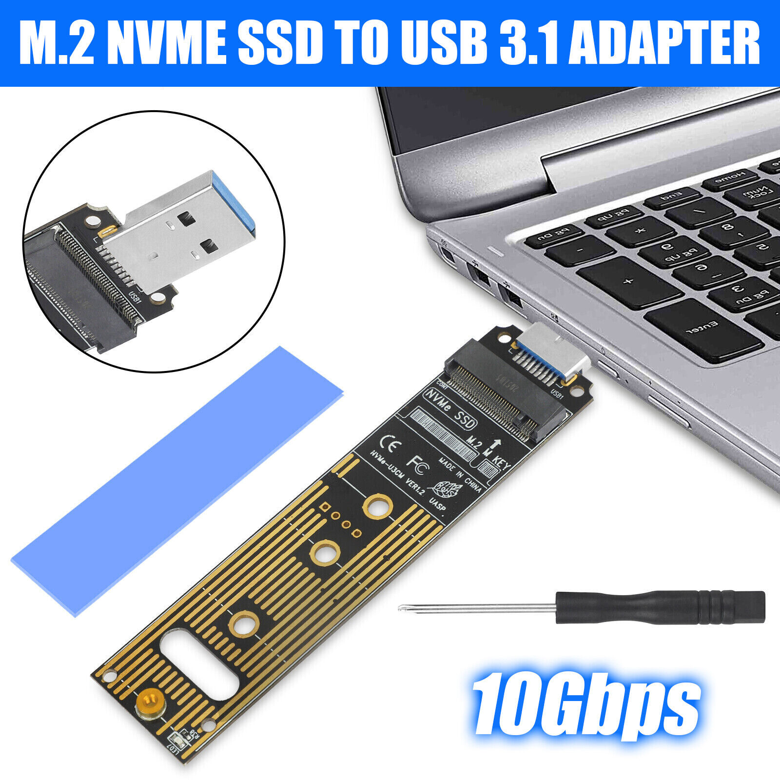 M.2 NVME SSD to USB 3.1 Adapter Hard Drive for PCIe NVMe Based M Key B+M Key SSD