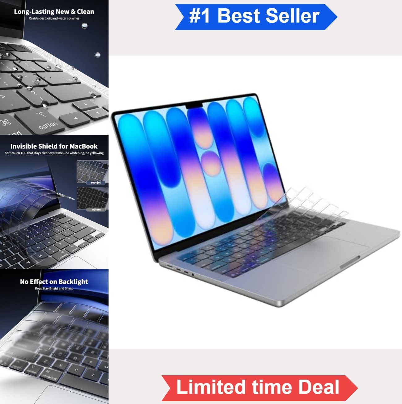 Keyboard Cover Ultra Thin TPU Transparent Clear for MacBook Pro 14 16 Air 13 15