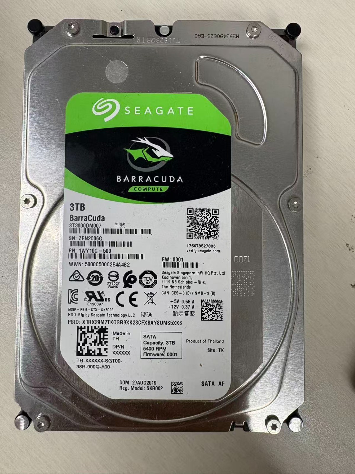 Seagate BarraCuda 3TB ST3000DM007 3.5" SATA Internal Desktop Hard Drive HDD