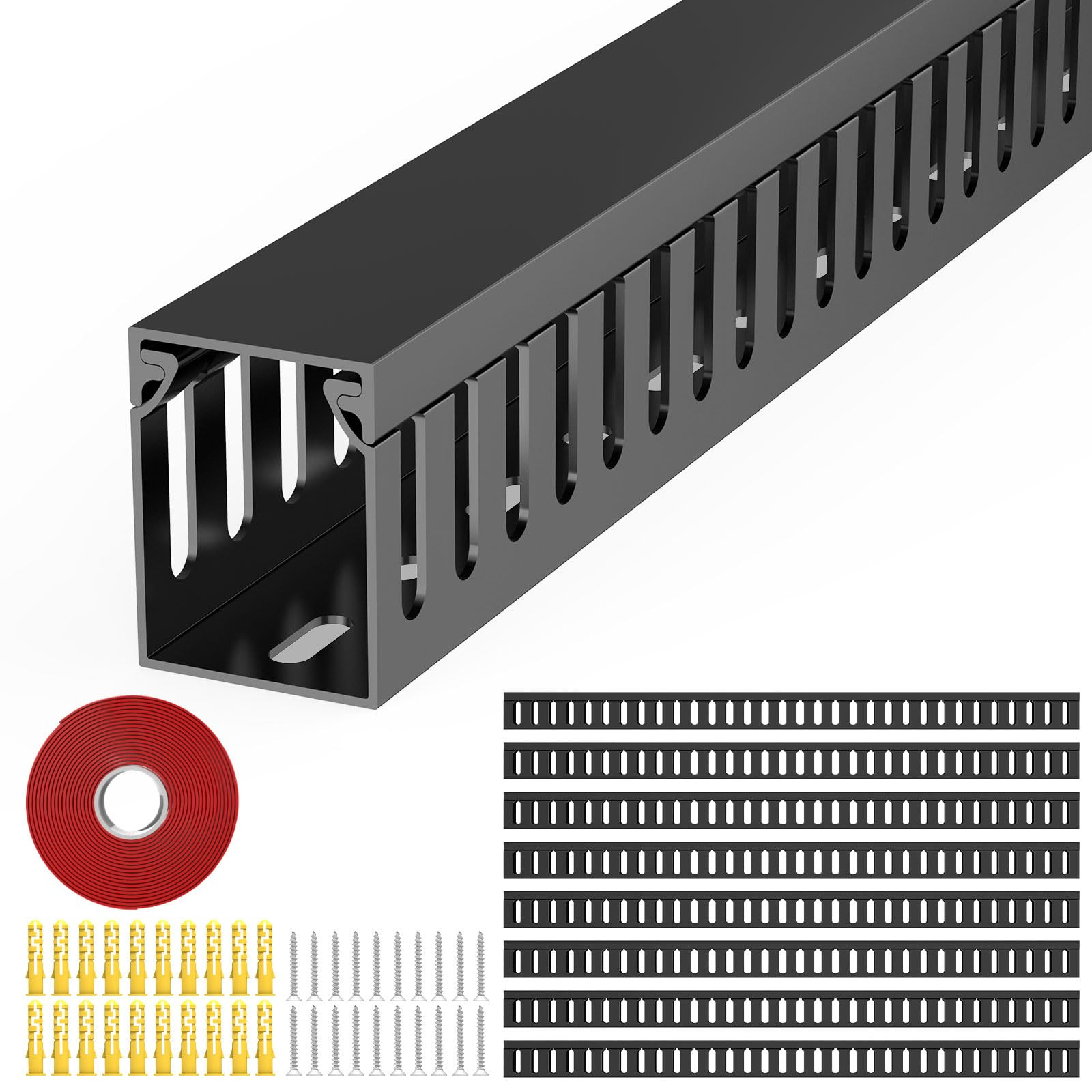 Open Slot Wiring Raceway Cable Duct, 123in Cable Management Channel Cord Track,D