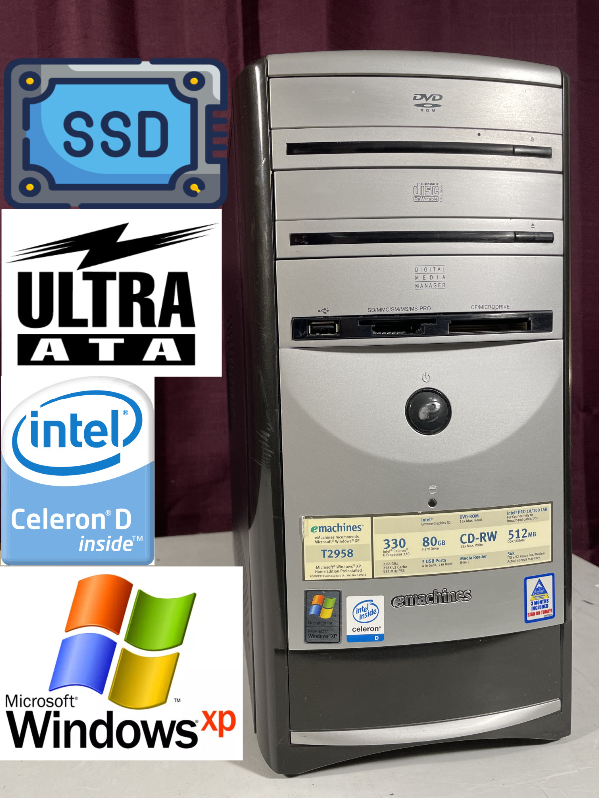 *RESTORED w/ SSD* Industrial Windows XP Pro 32-Bit Legacy PC IDE PCI SERIAL LPT