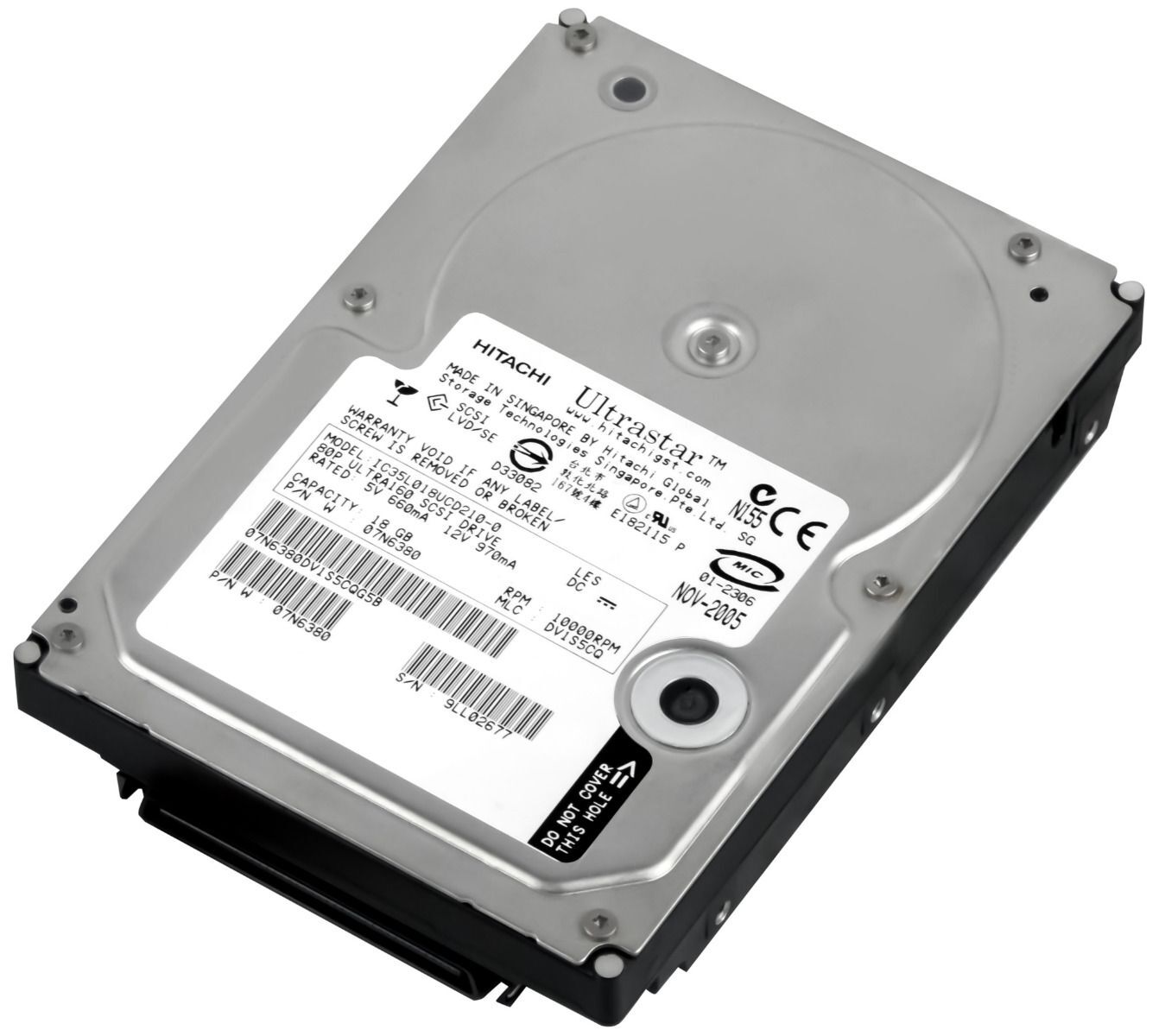 HARD DRIVE IBM 07N6380 18GB 10000RPM 4MB SCSI U160 IC35L018VCD210-0 3.5'' inch