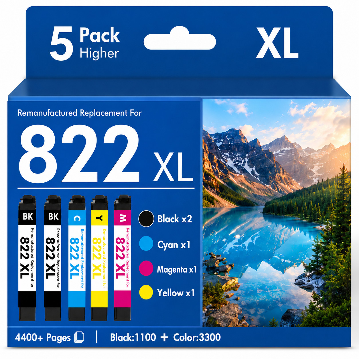 822XL Ink Cartridges 5Pack Replacement ForT822XL Workforce Pro WF-4830 WF-4834