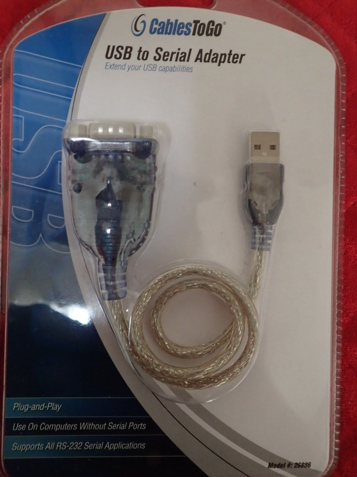 CableToGo - Model # 26886- USB-A to DB9 - 18" Cord ~ New