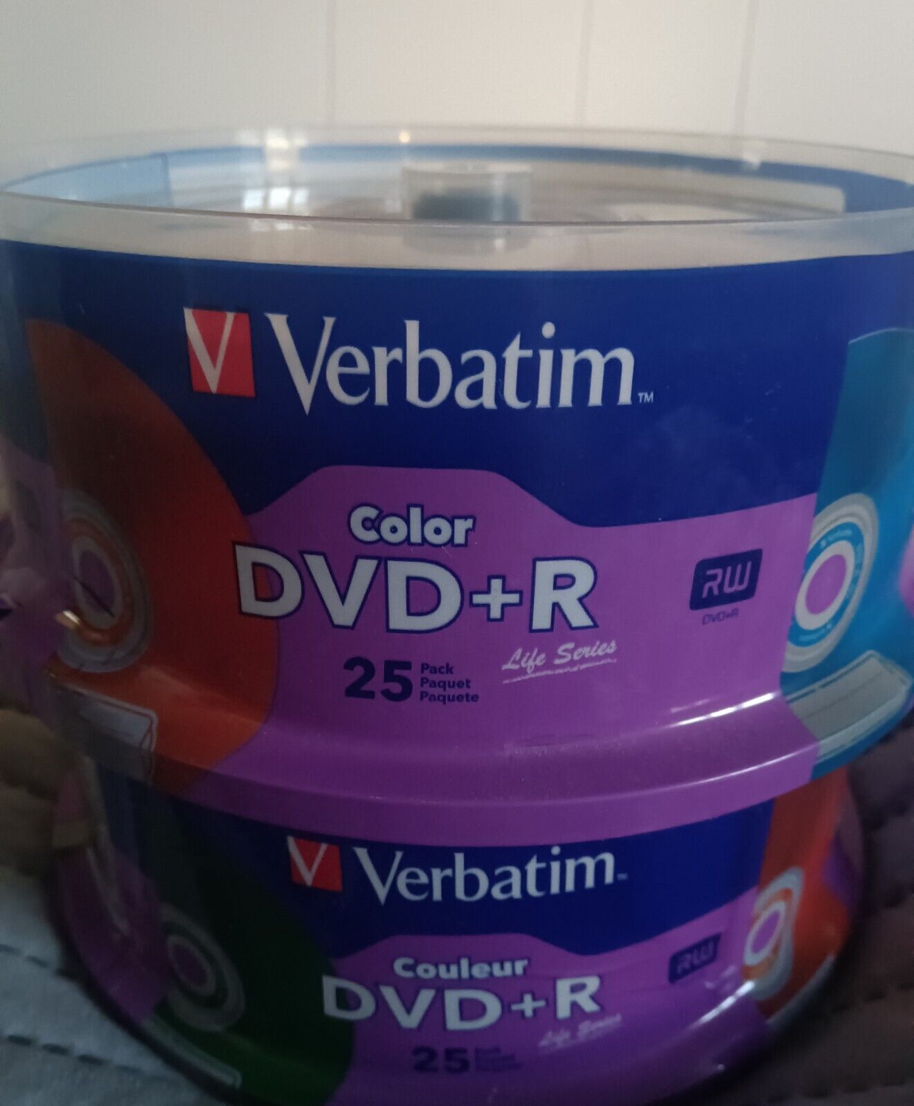 VERBATIM 25x2 PK.'S LIFE SERIES COLOR DVD+R BLANK MEDIA 4.7GB 16X 120 MIN SEALED