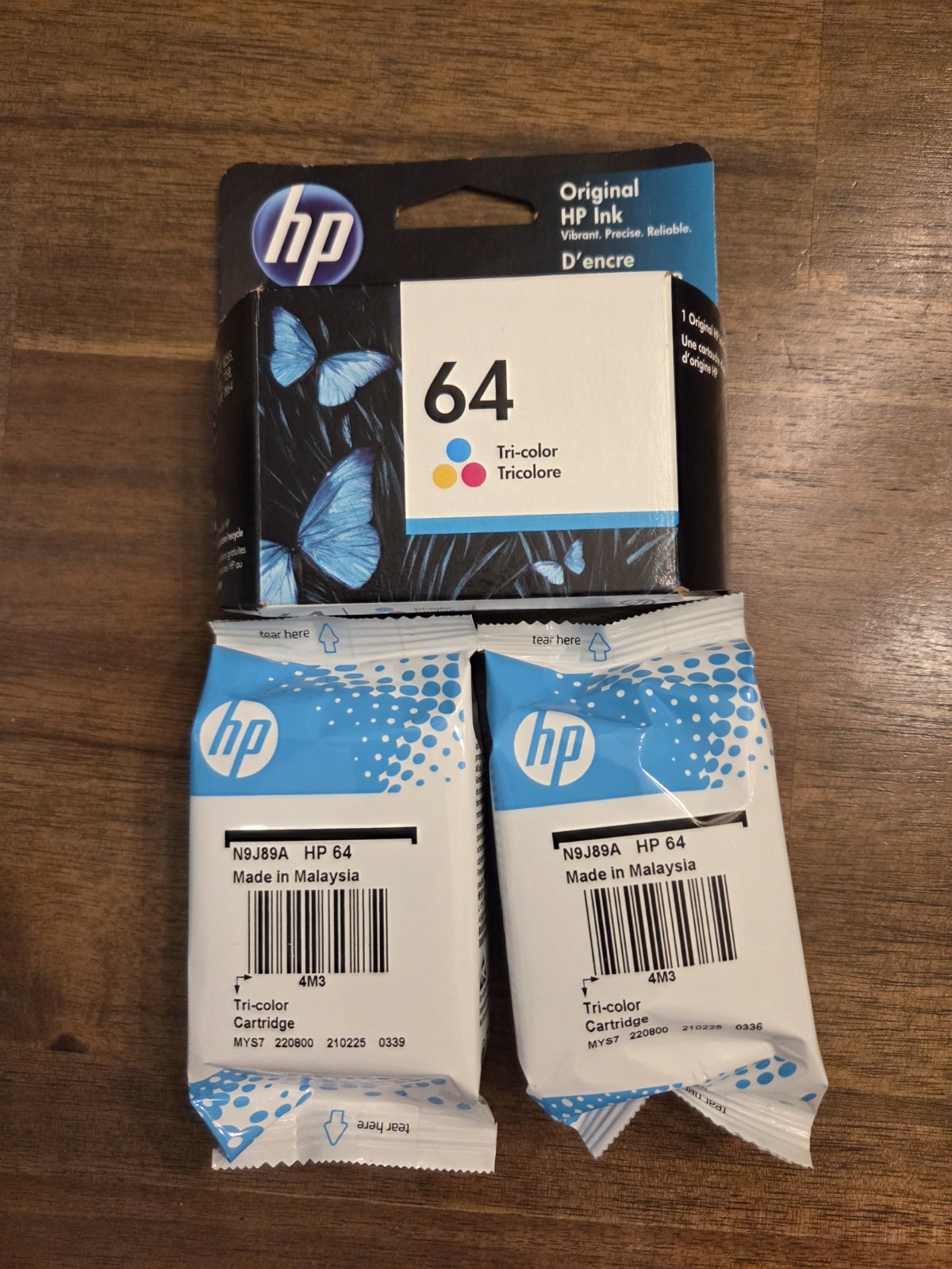 Lot Of 3 Sealed HP 64 Ink Cartridge N9J89A Tri-Color Sealed - June 2022