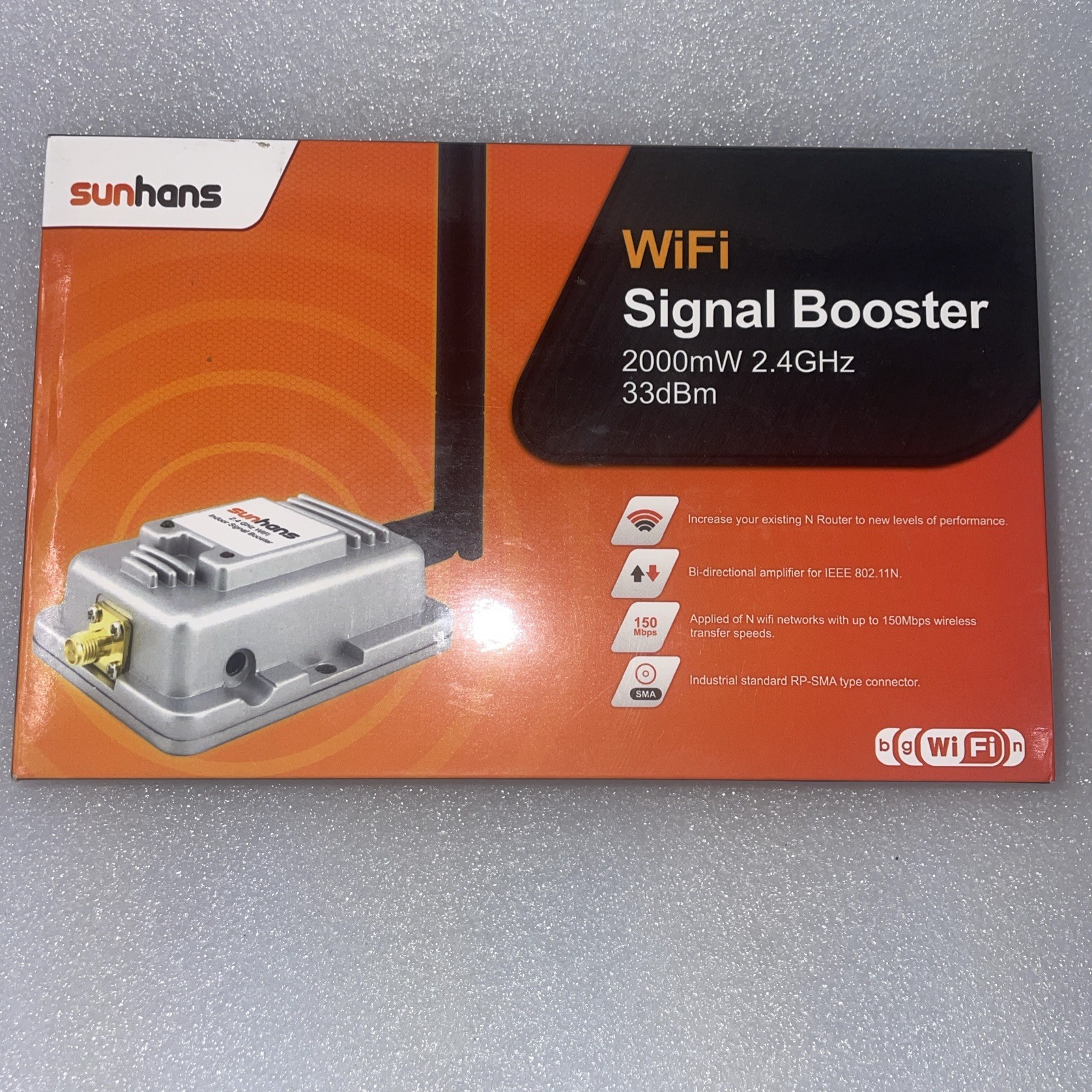 SUNHANS SH-2000 WiFi Signal Booster 2.4GHz 2000mW 33dBm 802.11 b/g/n NEW