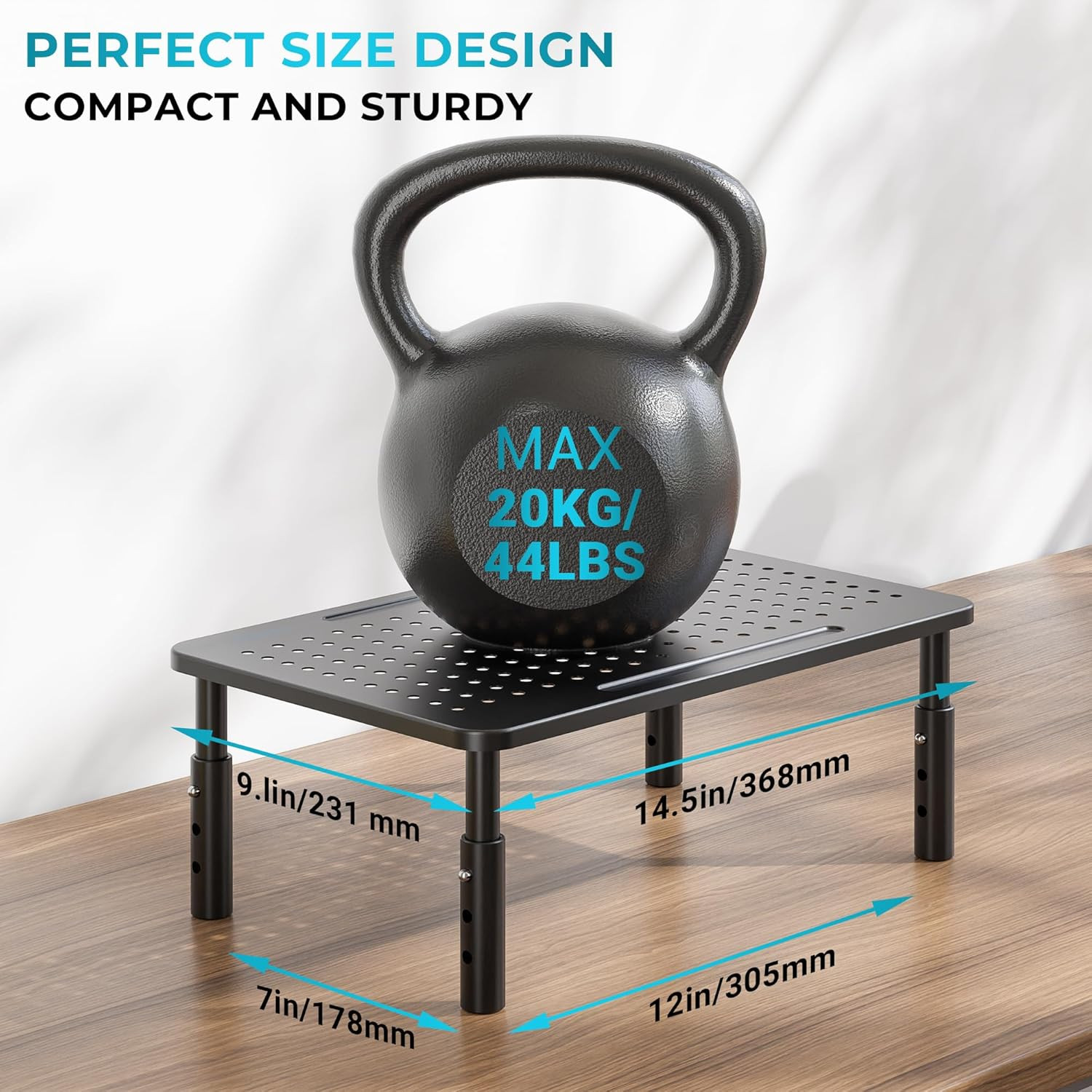 Monitor Stand for Desk 1 Pack, 3-Level Height Adjustable | 14.5 x 9.1 in Ergo...