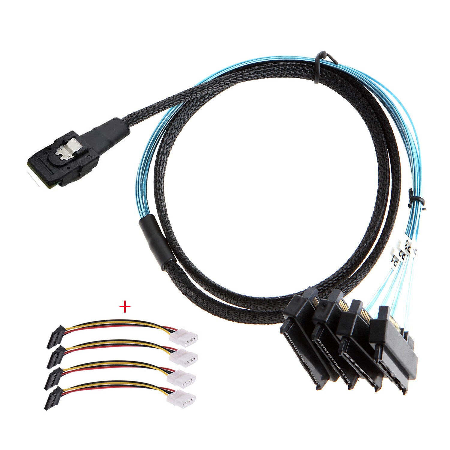 Internal Mini SAS Cable 36Pin SFF-8087 to SFF-8482 Hard Disk Power x4 SAS 29pin