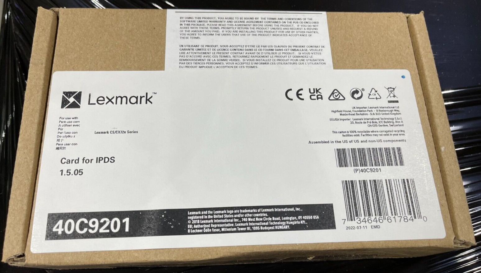 Lexmark CS/CX72X CS720 CS725 CX725 Card For IPDS - 40C9201 BRAND NEW SEALED