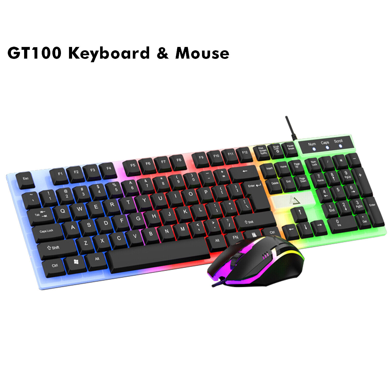 LED Mechanical Gaming Keyboard Mouse Set Rainbow Backlit Computer Desktop